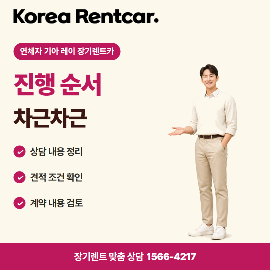 연체자 기아 레이 장기렌트카 · 이용 절차 카드뉴스